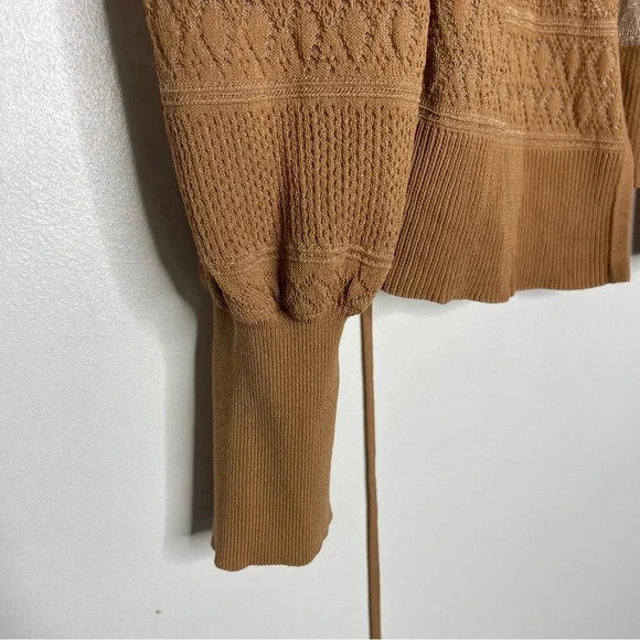 Express Camel Open Knit Cardigan Sweater Size Medium - Picture 6 of 8